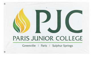 A mockup of the custom flag 'PJC  flag' on a white background