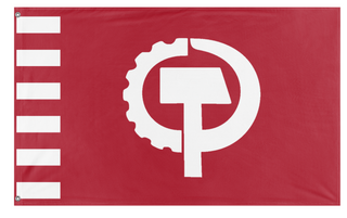 A mockup of the custom flag 'communist american flag' on a white background