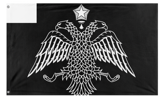 A mockup of the custom flag 'Another Two Headed Bird flag' on a white background