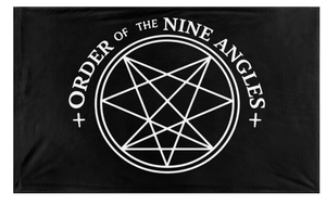 A mockup of the custom flag 'O9A flag' on a white background