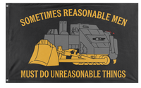 A mockup of the custom flag 'Soemtimes Reasonable Men Must Do Unreasonable Things flag' on a white background