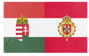A mockup of the custom flag 'Polish-Hungarian Picnic flag' on a white background