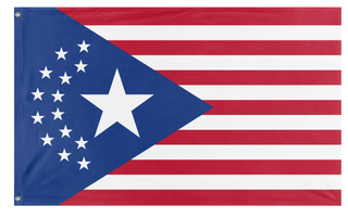 A mockup of the custom flag 'Cyberpunk NUSA flag' on a white background