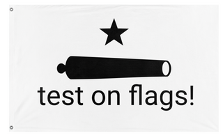 A mockup of the custom flag 'test 2 flag' on a white background