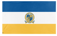 A mockup of the custom flag 'Haas Hall Flag 2' on a white background