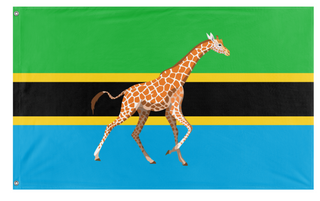 A mockup of the custom flag 'Tanzania In the Style of Wales flag' on a white background