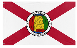 A mockup of the custom flag 'Alabama Redesign flag' on a white background