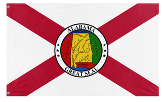 A mockup of the custom flag 'Alabama Redesign flag' on a white background