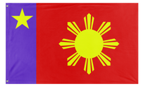 A mockup of the custom flag 'Spacezaland flag' on a white background