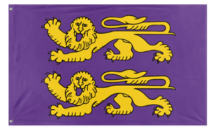 A mockup of the custom flag 'Purple Lions of Normandy flag' on a white background