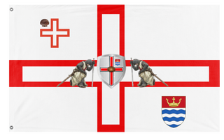 A mockup of the custom flag 'City of London Chapel flag' on a white background