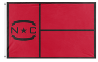 A mockup of the custom flag 'NC Canes flag' on a white background