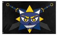 A mockup of the custom flag 'Rox Pirates flag' on a white background