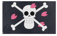 A mockup of the custom flag 'Sakura kingdom flag' on a white background