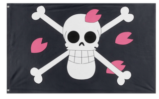 A mockup of the custom flag 'Sakura kingdom flag' on a white background