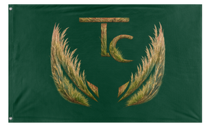 A mockup of the custom flag 'TC Prairie Grasses flag' on a white background