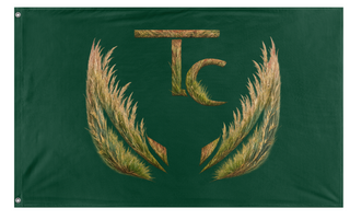 A mockup of the custom flag 'TC Prairie Grasses flag' on a white background