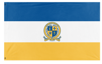 A mockup of the custom flag 'Graduation Hand Flag, Haas Hall' on a white background