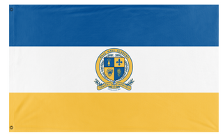 A mockup of the custom flag 'Graduation Hand Flag, Haas Hall' on a white background