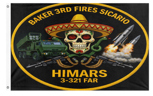 A mockup of the custom flag '3rd Fires flag' on a white background