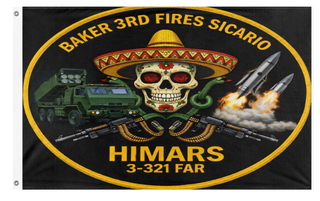 A mockup of the custom flag '3rd Fires flag' on a white background