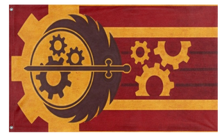 A mockup of the custom flag 'Knights of San Fernando Chapter' on a white background