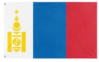 A mockup of the custom flag 'Russian Mongolia  flag' on a white background