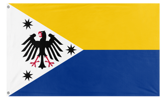 A mockup of the custom flag 'flag of the Republic of Rossa' on a white background