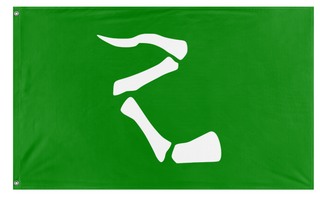 A mockup of the custom flag 'Hoof and Horn Flag 1999' on a white background