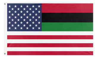 A mockup of the custom flag 'AfAmIn flag' on a white background