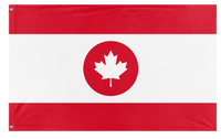A mockup of the custom flag 'Canadian Flag in the style of Laos' on a white background