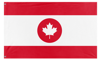 A mockup of the custom flag 'Canadian Flag in the style of Laos' on a white background