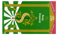 A mockup of the custom flag 'Sorteberg + Stong flag' on a white background