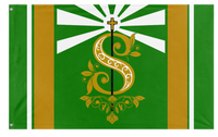 A mockup of the custom flag 'Stong flag' on a white background