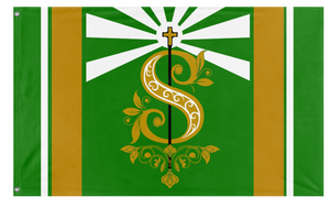 A mockup of the custom flag 'Stong flag' on a white background
