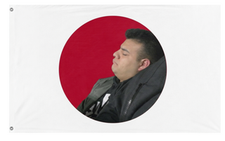 A mockup of the custom flag 'Alan flag' on a white background