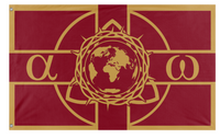 A mockup of the custom flag 'The United Christendom of Earth flag' on a white background