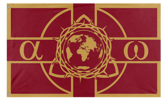 A mockup of the custom flag 'The United Christendom of Earth flag' on a white background