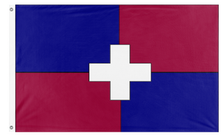 A mockup of the custom flag 'Leyman Signal flag' on a white background