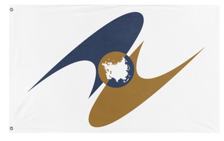 A mockup of the custom flag 'Eurasian Economic Area flag' on a white background