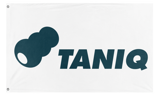 A mockup of the custom flag 'taniq flag' on a white background