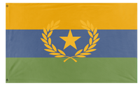 A mockup of the custom flag 'nuisan flag no 4 or 3' on a white background