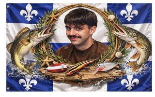 A mockup of the custom flag 'chibougamau flag' on a white background