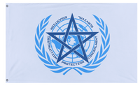 A mockup of the custom flag 'United Nations Global Occult Coalition flag' on a white background