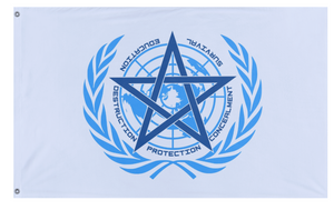 A mockup of the custom flag 'United Nations Global Occult Coalition flag' on a white background