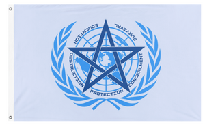 A mockup of the custom flag 'UNGOC flag' on a white background