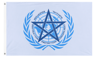 A mockup of the custom flag 'UNGOC flag' on a white background