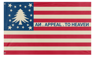 A mockup of the custom flag 'Nativist Pine Tree flag' on a white background