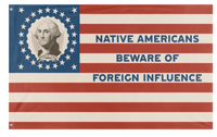 A mockup of the custom flag 'Original Nativist Party flag' on a white background