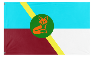 A mockup of the custom flag 'Destro flag' on a white background